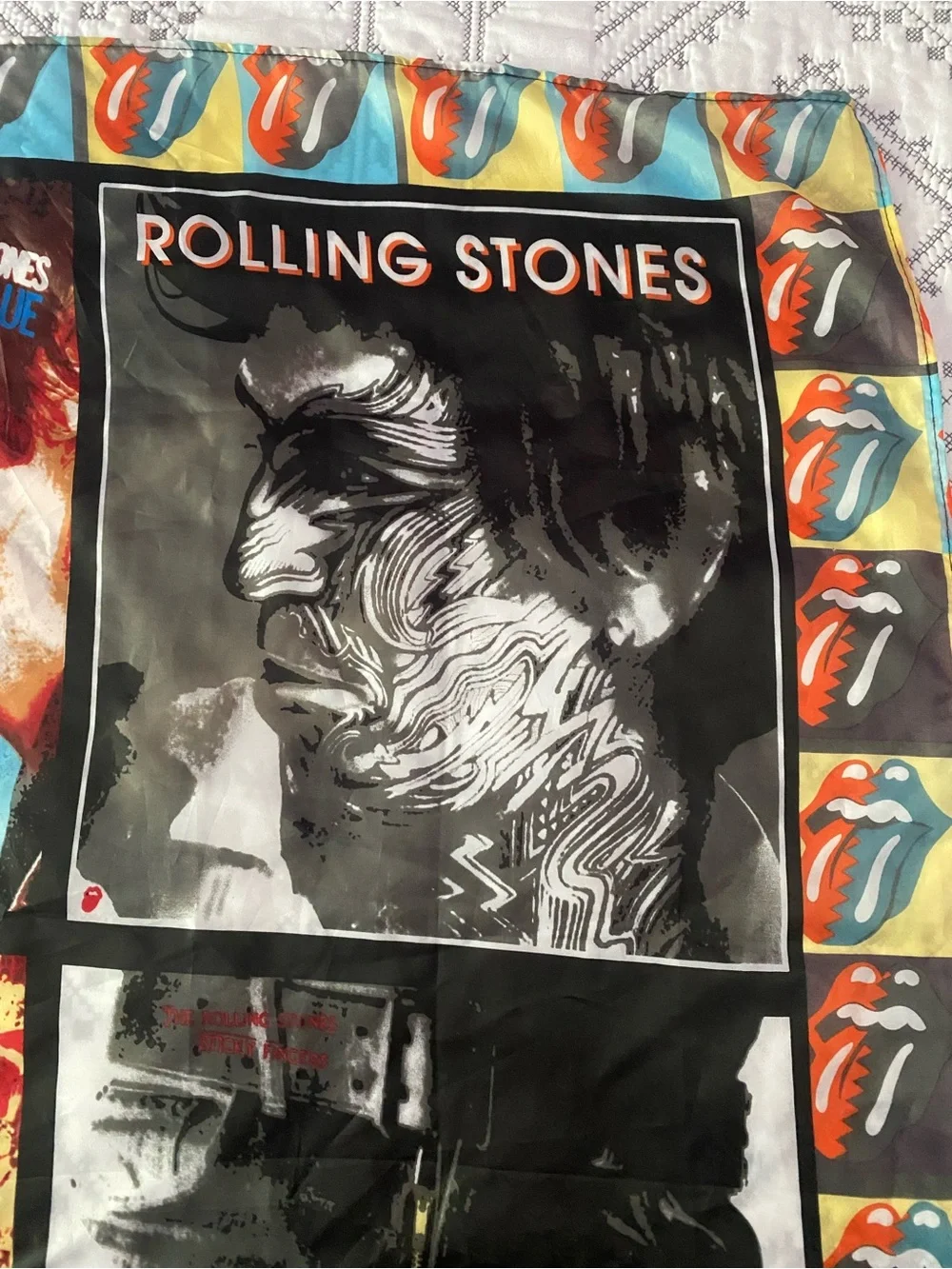 Vintage Rolling Stones Scarf/Wall Tapestry Album Record Covers Rock & Roll